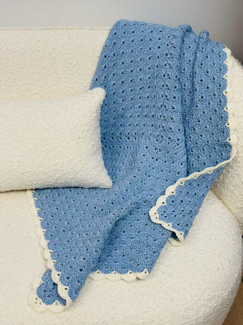 Kids and Babies' Crochet Blanket, kids room deco, kids gift, worsted wool and cotton blend